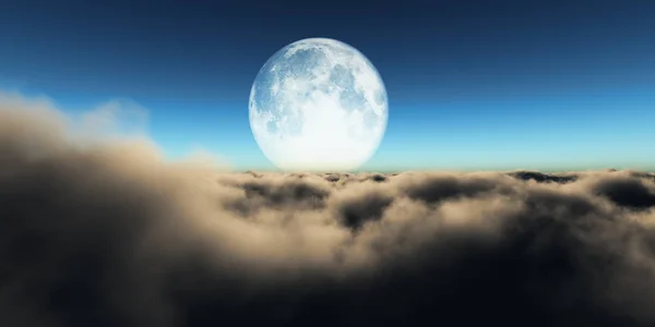 Volare Sopra Nuvole Luna — Foto Stock
