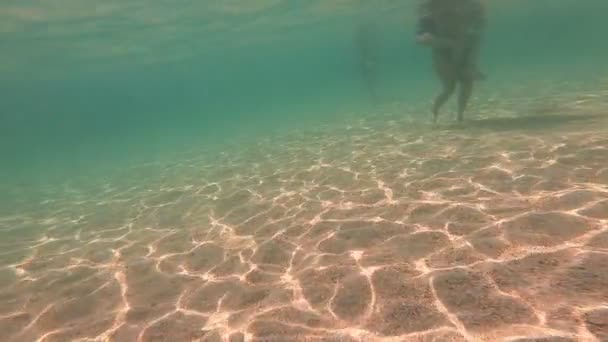 Meisjes Thong Spelen Onderwater — Stockvideo