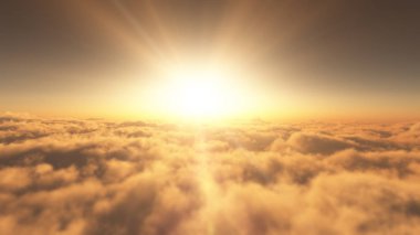 bulutlar üzerinde altın günbatımı