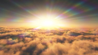 bulutlar üzerinde altın günbatımı