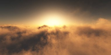 bulutlar üzerinde altın günbatımı