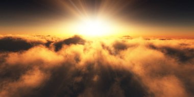 bulutlar üzerinde altın günbatımı