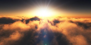 bulutlar üzerinde altın günbatımı