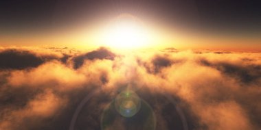 bulutlar üzerinde altın günbatımı