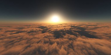 bulutlar üzerinde altın günbatımı