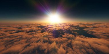 bulutlar üzerinde altın günbatımı