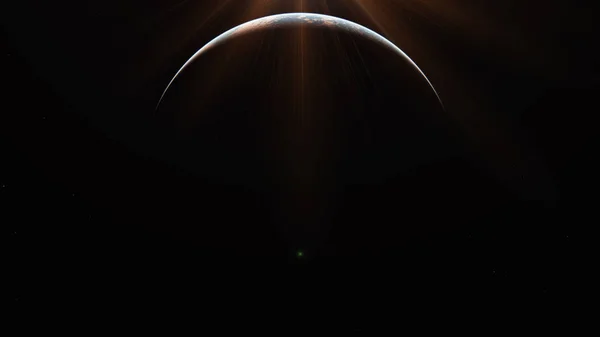 Lever Soleil Depuis Orbite Planète — Photo