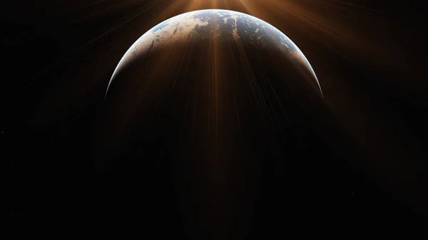 Nascer Sol Partir Órbita Planeta — Fotografia de Stock