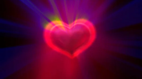 Červené Srdce Neonová Záře — Stock fotografie
