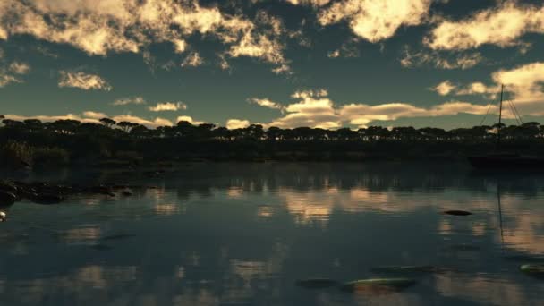 Blauer Lagunenhafen Sonnenuntergang — Stockvideo