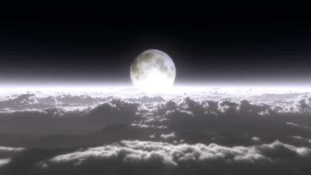 Над Облаками Полнолуние — стоковое видео