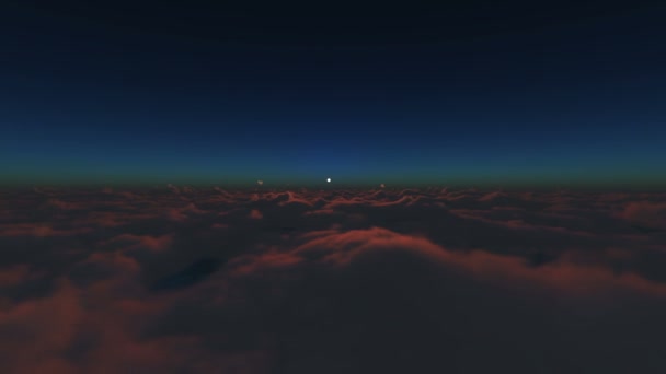 Volar Por Encima Nubes Puesta Sol — Vídeos de Stock