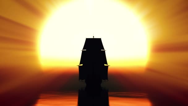 老船日落在海4K — 图库视频影像