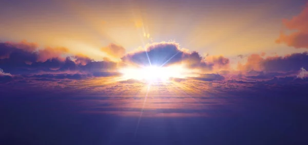 Fliegen Über Wolken Sonnenuntergang — Stockfoto
