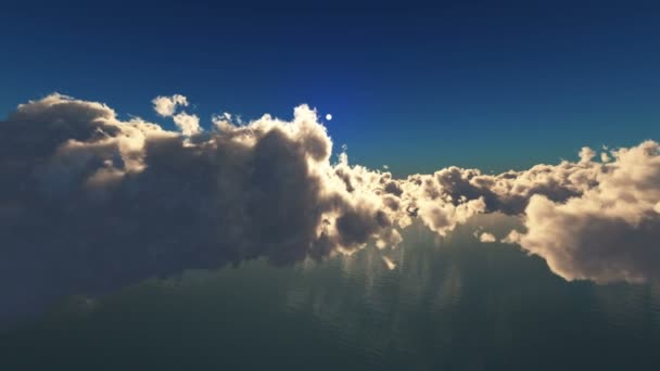 Над Облаками Солнечный Луч — стоковое видео