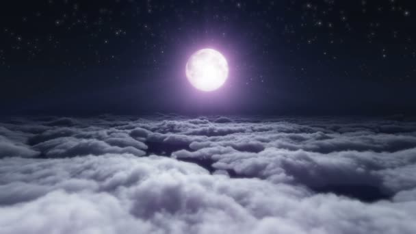 Dream Fly Clouds Moon — Stock Video