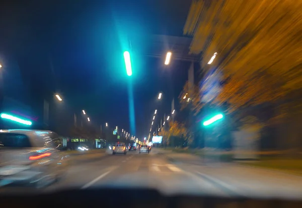 Trafik Natt Ljus Stad — Stockfoto