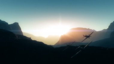eski uçak fly günbatımı 4k
