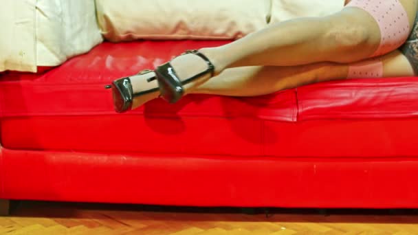 性感的女人在连裤袜4K — 图库视频影像