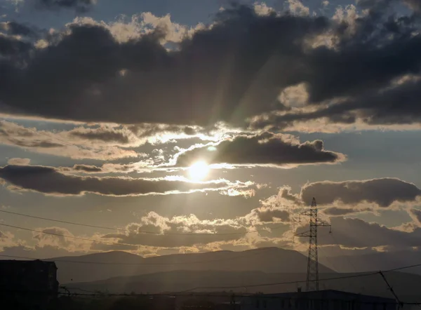 Cielo Dorado Atardecer Paisaje —  Fotos de Stock