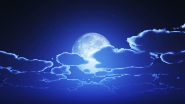 Pleine Lune Ciel Nocturne Nuages — Video