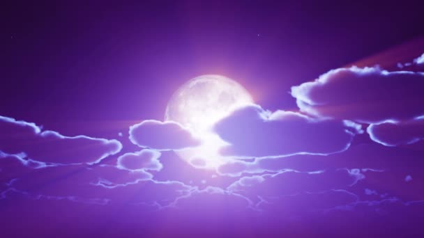 Luna Piena Cielo Notturno Nuvole — Video Stock
