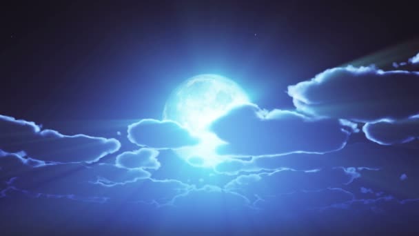 Luna Piena Cielo Notturno Nuvole — Video Stock