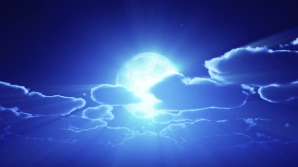 Telihold Éjszakai Égbolt Felhők — Stock videók