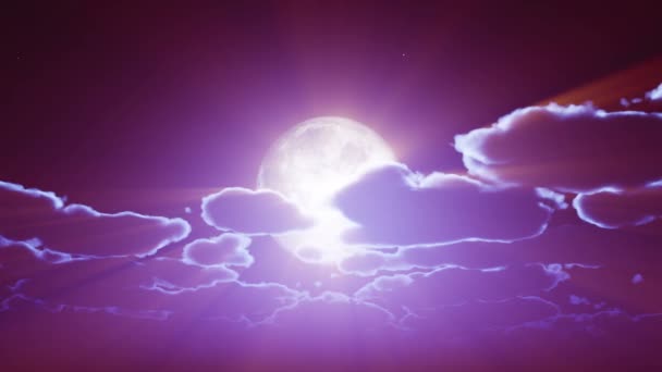 Pleine Lune Ciel Nocturne Nuages — Video