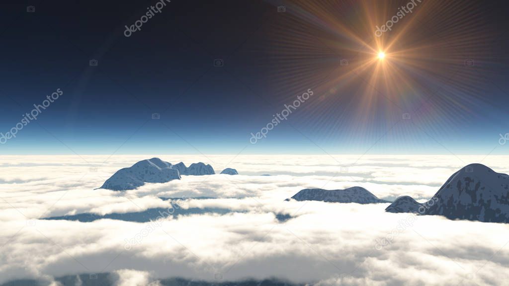 mountain above clouds landscape