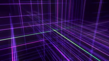 Uzayda 3d çizgi neon küp