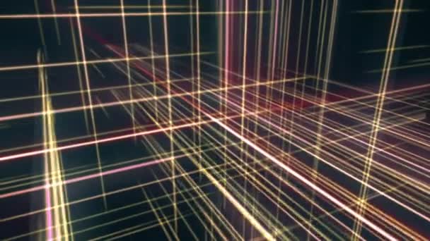 Kubus Neon Baris Dalam Ruang — Stok Video