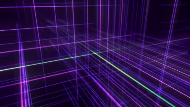 Линейный Неоновый Куб Пространстве — стоковое видео