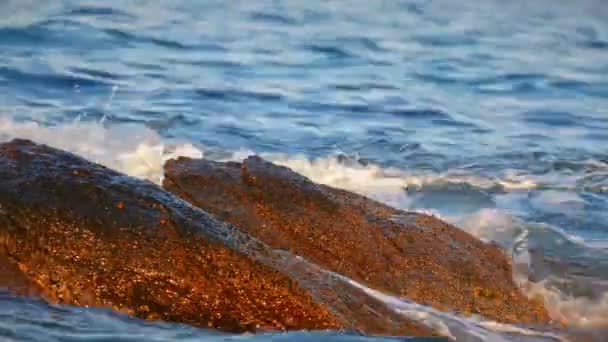 Волны Разбиваются Скалу Море — стоковое видео