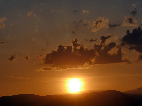 Dourado Pôr Sol Céu Paisagem — Fotografia de Stock