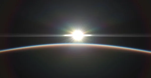 Wschód Słońca Planety Orbita Krajobrazu — Zdjęcie stockowe