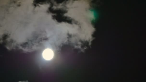 Volle Maan Night Clouds — Stockvideo