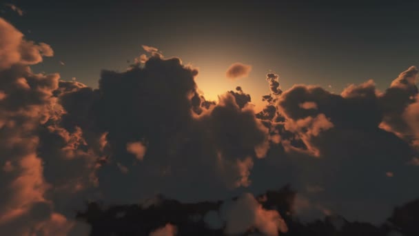 Fliegen Über Wolken Sonnenuntergang — Stockvideo