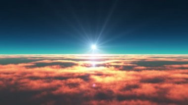 gün batımı 4 k bulutların üzerinde uçuyor