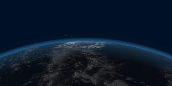Wschód Słońca Nad Planetą Panorama — Zdjęcie stockowe