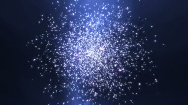 Uzayda açık mavi parçacık patlaması