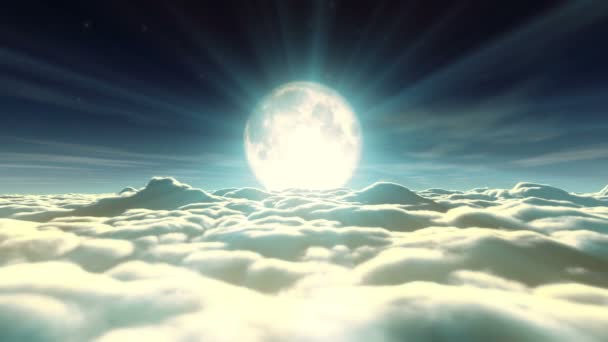 Όνειρο Πετούν Στα Σύννεφα Και Σελήνη — Αρχείο Βίντεο