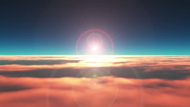 Terbang Atas Awan Matahari Terbenam — Stok Video