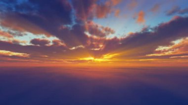 gün batımı 4 k bulutların üzerinde uçuyor