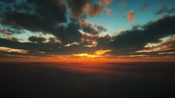 Volar Por Encima Nubes Puesta Del Sol — Vídeos de Stock
