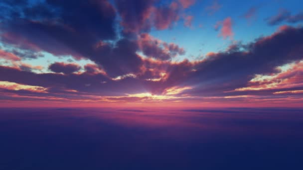 の夕焼け雲の上飛ぶ — ストック動画