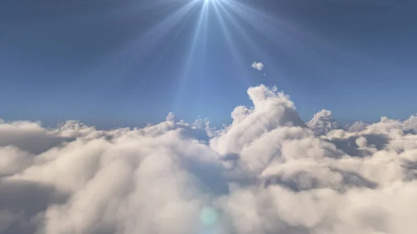 Volare Sopra Grandi Nuvole Paesaggio — Foto Stock