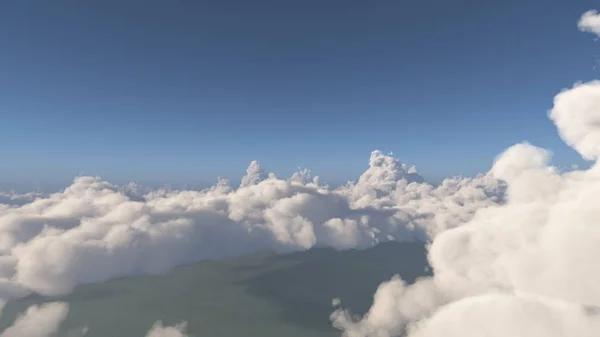 大きな雲の風景の上を飛ぶ — ストック写真
