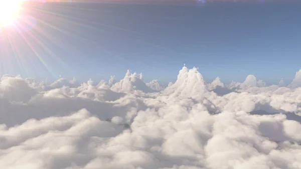 Büyük Bulutlar Manzara Üzerinde Uçmak — Stok fotoğraf
