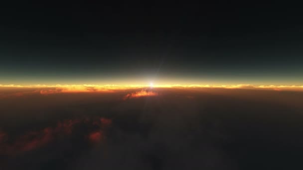 Πετώντας Πάνω Από Σύννεφα Ανατολή Του Ηλίου — Αρχείο Βίντεο